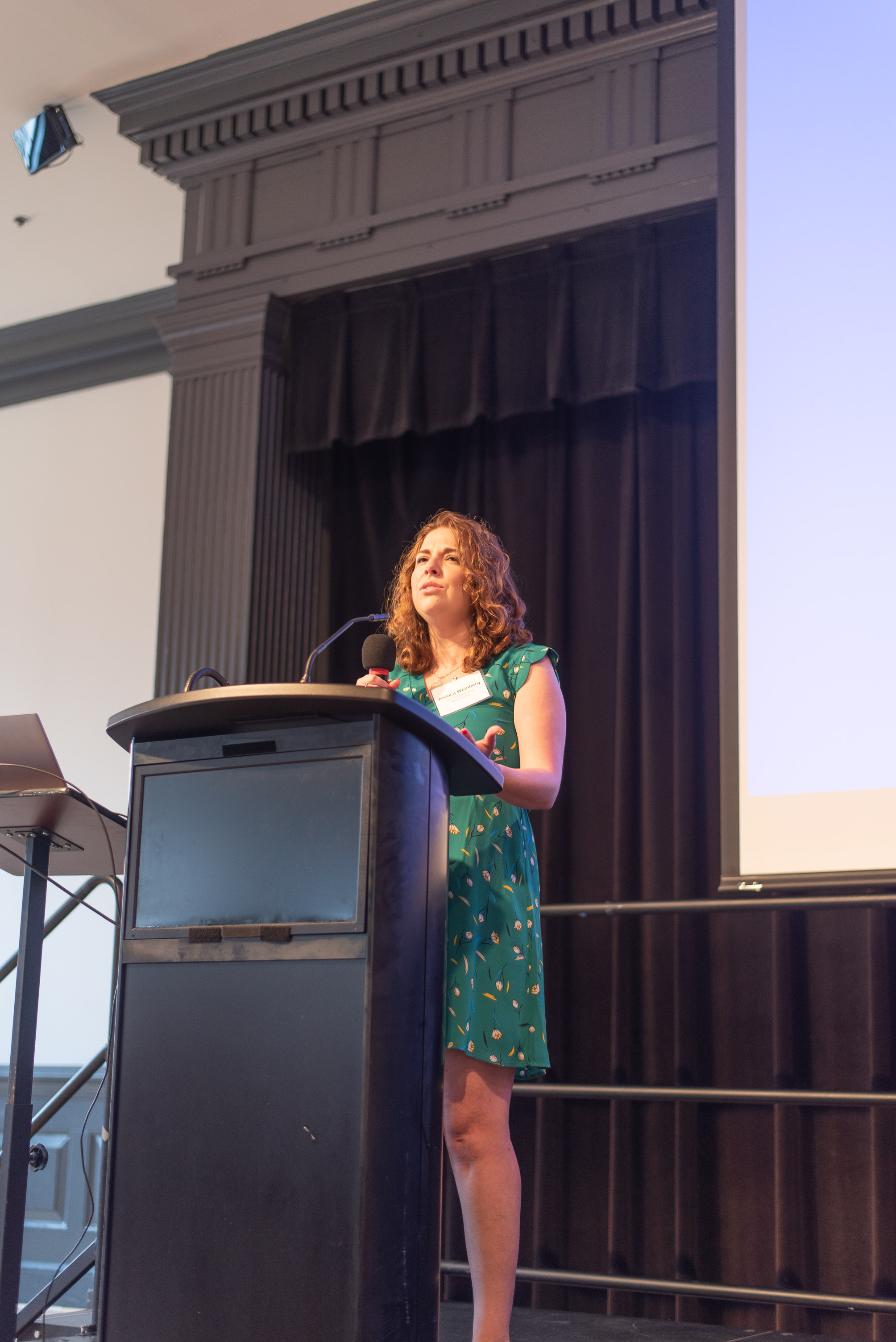 student at podium